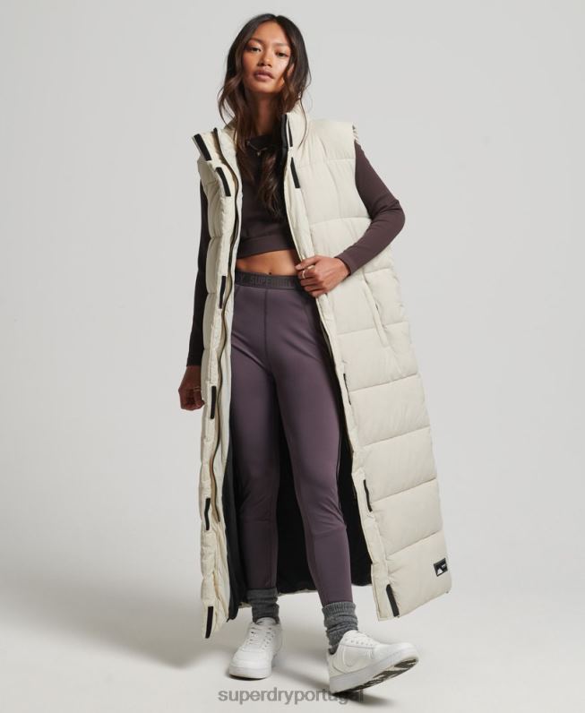 colete puffer palangre ripstop mulheres bege roupas Superdry 2208H3651
