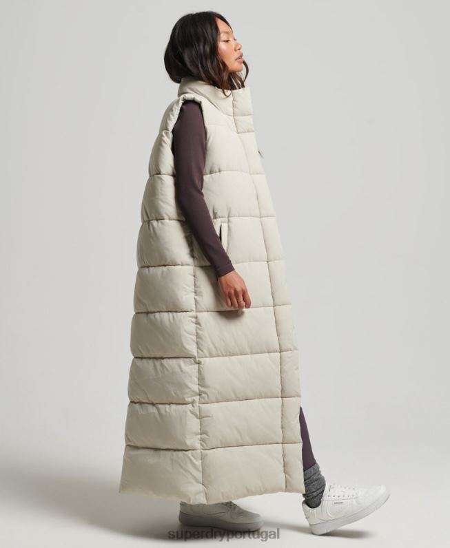 colete puffer palangre ripstop mulheres bege roupas Superdry 2208H3651