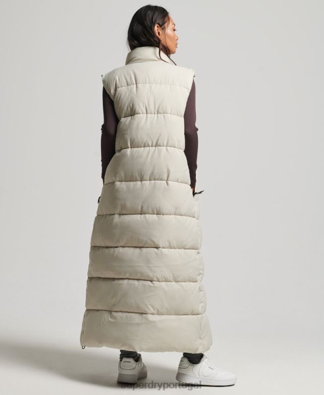 colete puffer palangre ripstop mulheres bege roupas Superdry 2208H3651
