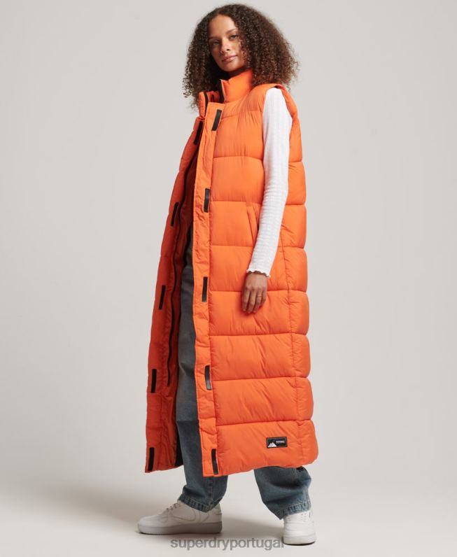 colete puffer palangre ripstop mulheres laranja roupas Superdry 2208H3695