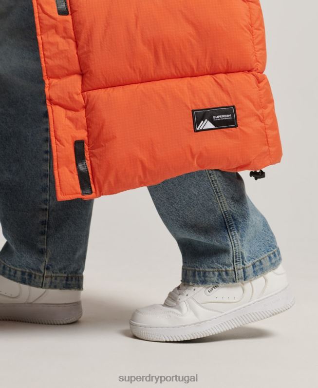 colete puffer palangre ripstop mulheres laranja roupas Superdry 2208H3695