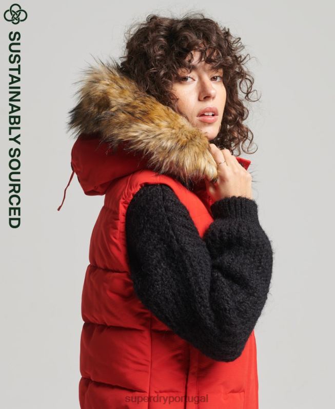 ela colete mulheres vermelho roupas Superdry 2208H5534