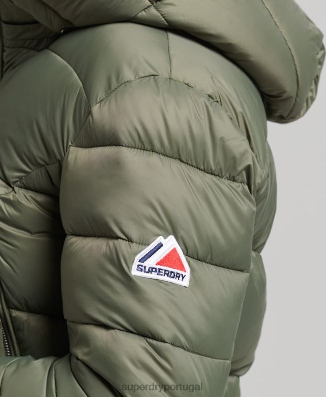 fuji jaqueta com capuz cropped mulheres verde roupas Superdry 2208H3731