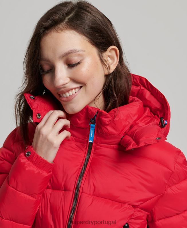 fuji jaqueta com capuz cropped mulheres vermelho roupas Superdry 2208H5525