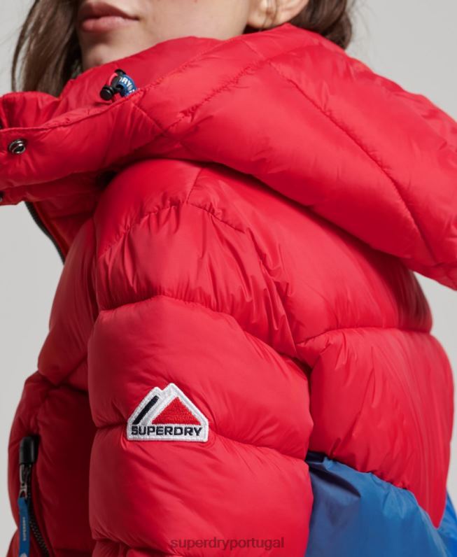 fuji jaqueta com capuz cropped mulheres vermelho roupas Superdry 2208H5525