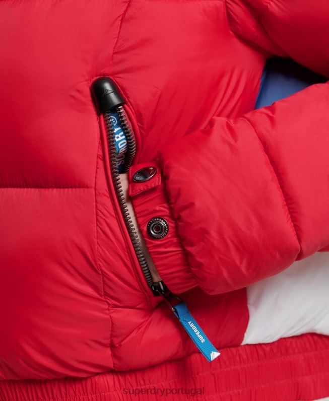 fuji jaqueta com capuz cropped mulheres vermelho roupas Superdry 2208H5525