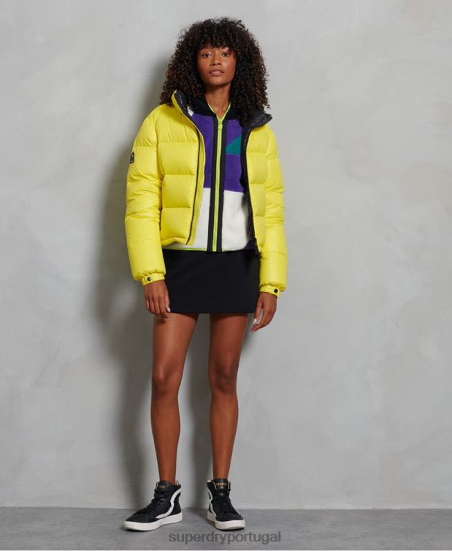 jaqueta acolchoada alpina de luxo mulheres amarelo roupas Superdry 2208H5634