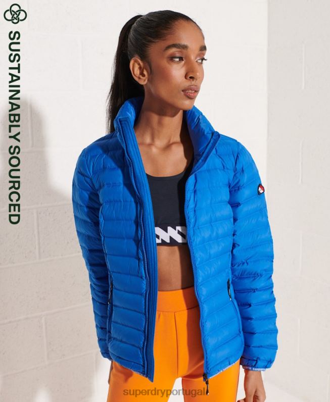 jaqueta acolchoada core down mulheres azul roupas Superdry 2208H5708