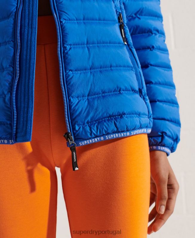 jaqueta acolchoada core down mulheres azul roupas Superdry 2208H5708