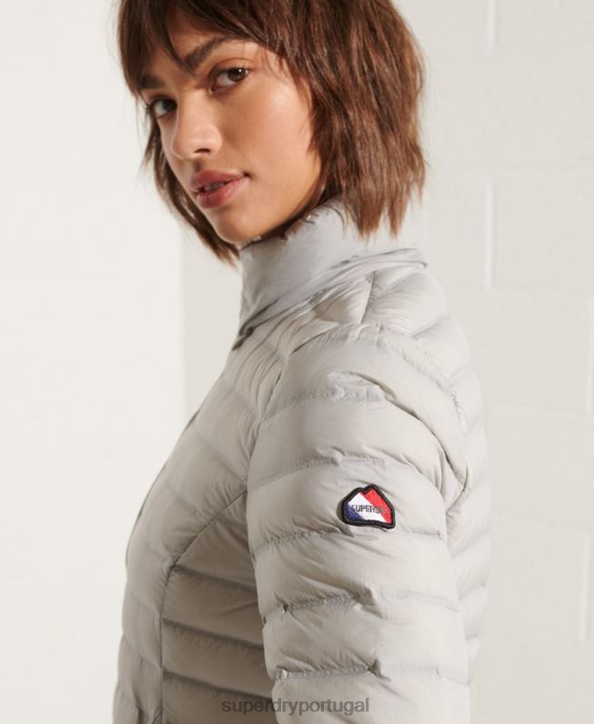 jaqueta acolchoada core down mulheres cinza claro roupas Superdry 2208H5709