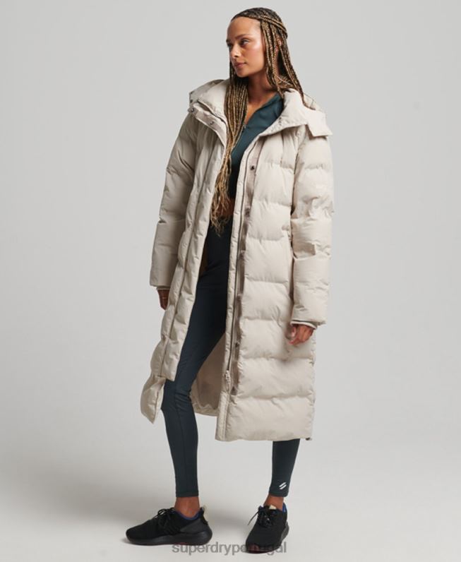 jaqueta acolchoada de espinhel de trem mulheres bege roupas Superdry 2208H6328