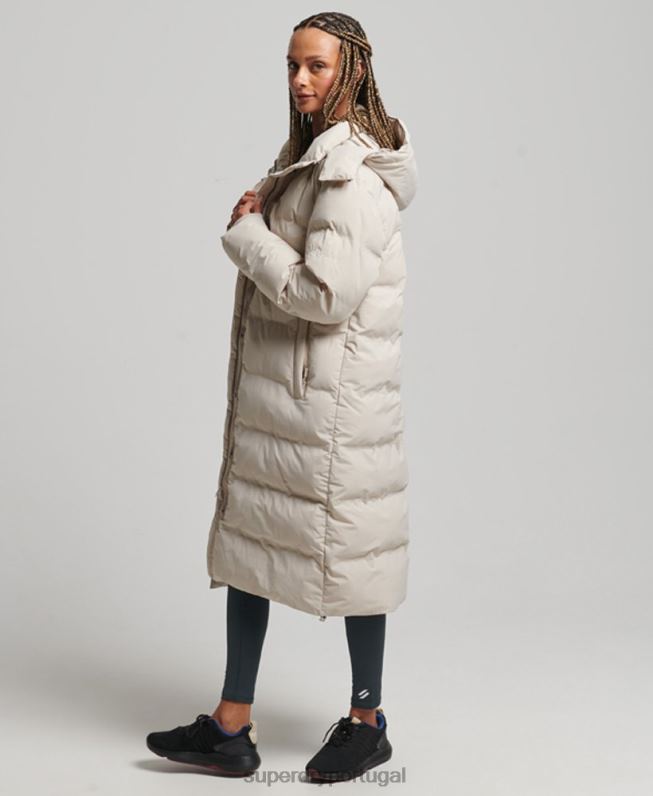 jaqueta acolchoada de espinhel de trem mulheres bege roupas Superdry 2208H6328