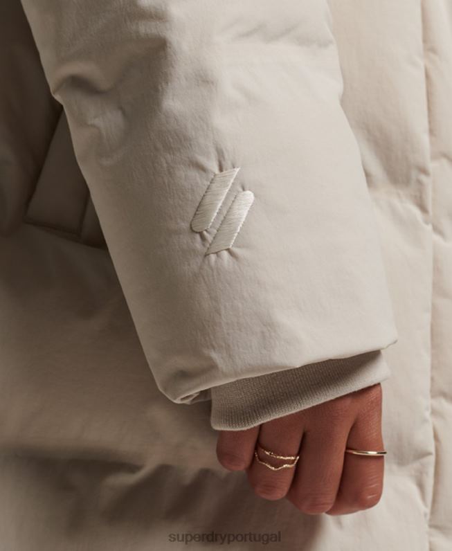 jaqueta acolchoada de espinhel de trem mulheres bege roupas Superdry 2208H6328