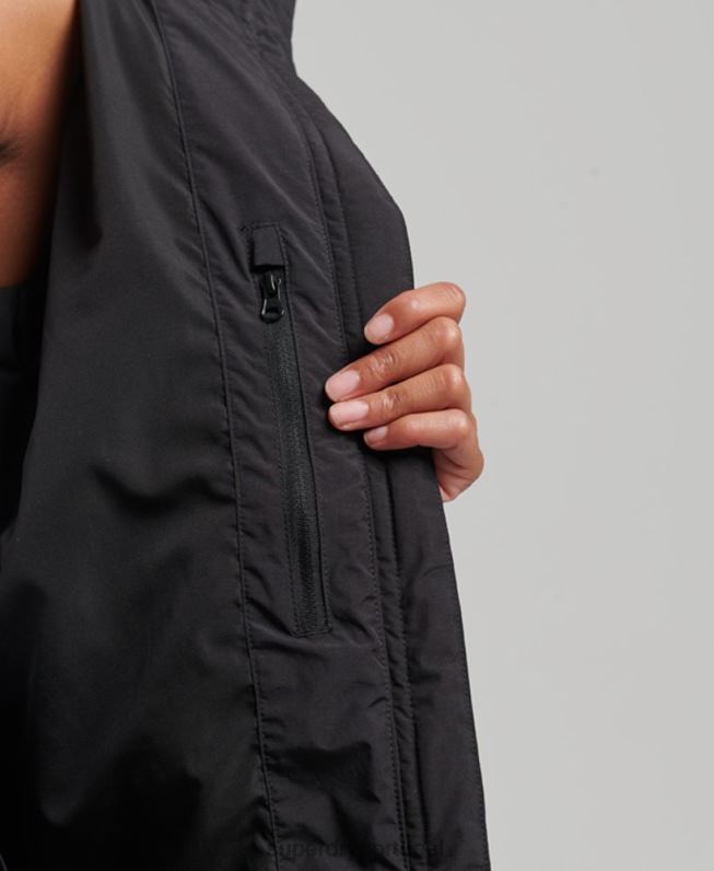 jaqueta acolchoada de espinhel de trem mulheres preto roupas Superdry 2208H6350