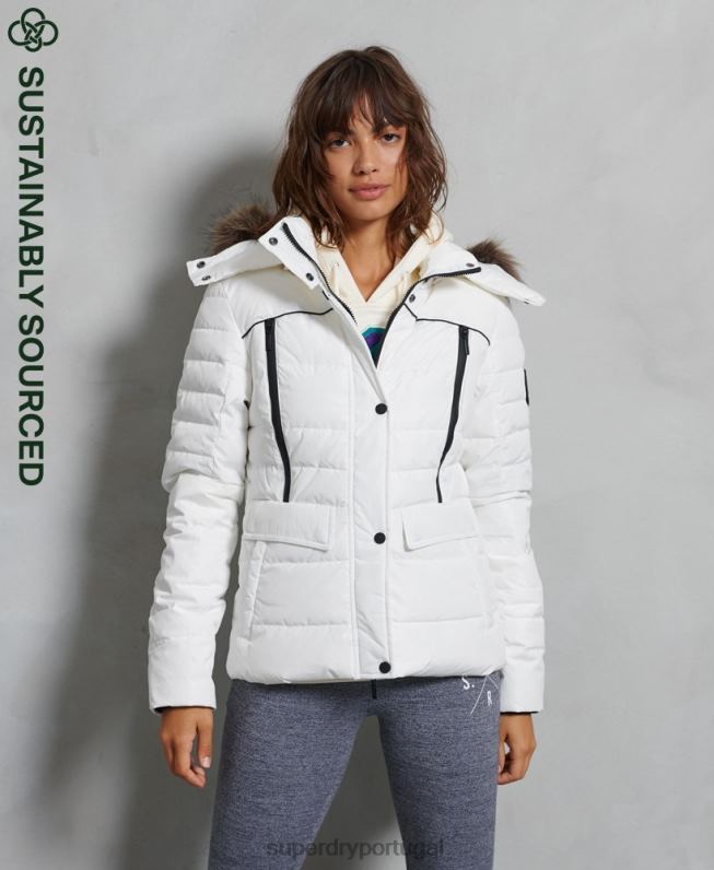 jaqueta acolchoada geleira mulheres branco roupas Superdry 2208H5514