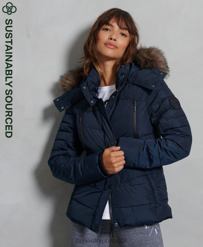 jaqueta acolchoada geleira mulheres marinha roupas Superdry 2208H5654