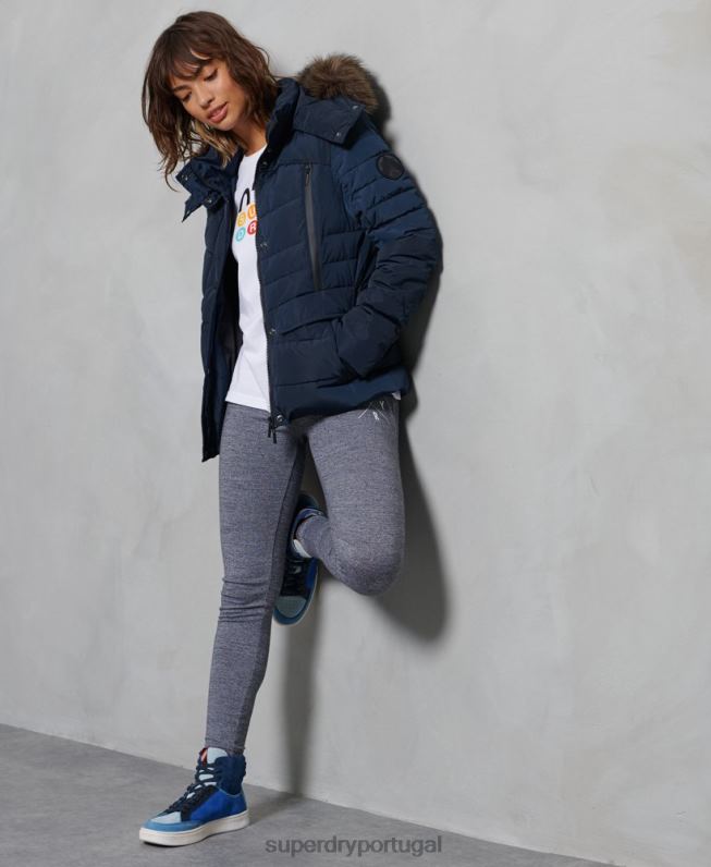 jaqueta acolchoada geleira mulheres marinha roupas Superdry 2208H5654