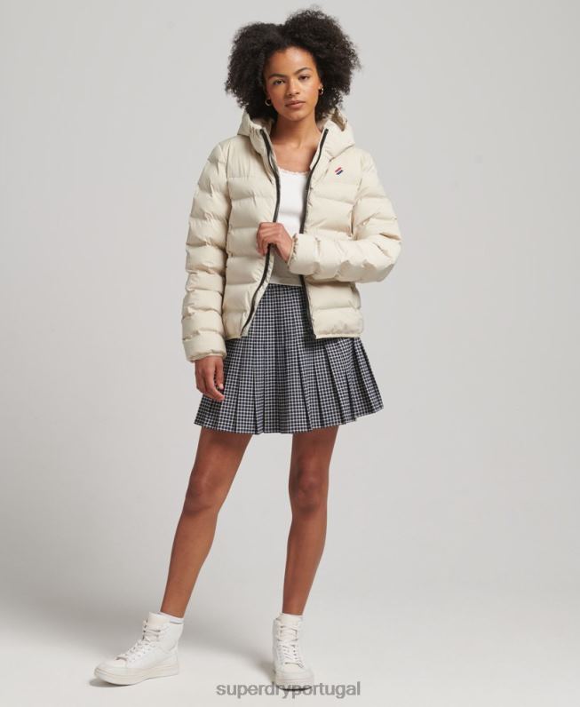 jaqueta acolchoada selada a quente mulheres bege roupas Superdry 2208H3679