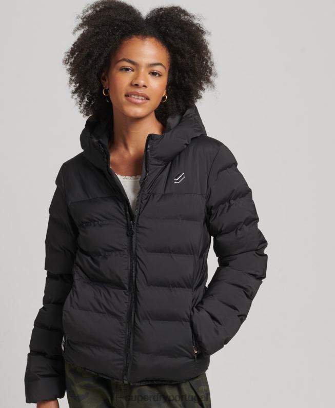 jaqueta acolchoada selada a quente mulheres preto roupas Superdry 2208H3726