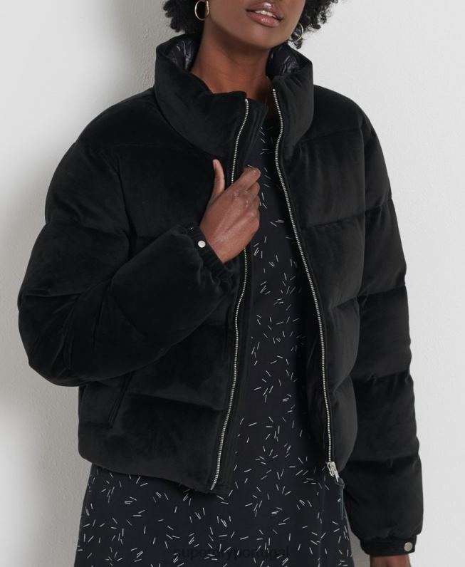 jaqueta alpina acolchoada mulheres preto roupas Superdry 2208H5630