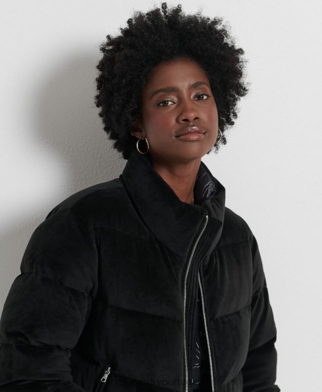 jaqueta alpina acolchoada mulheres preto roupas Superdry 2208H5630