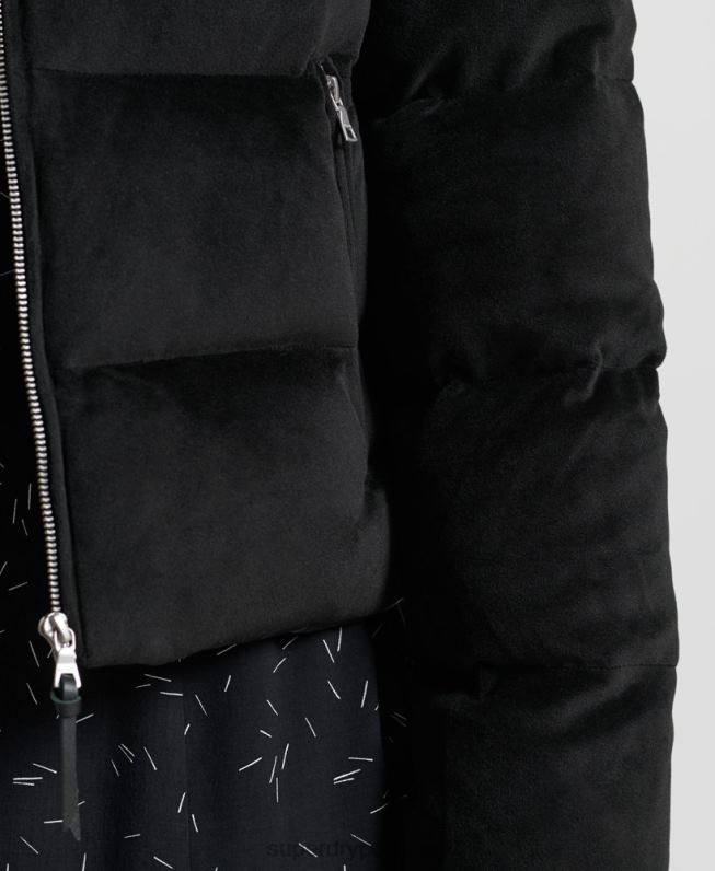 jaqueta alpina acolchoada mulheres preto roupas Superdry 2208H5630