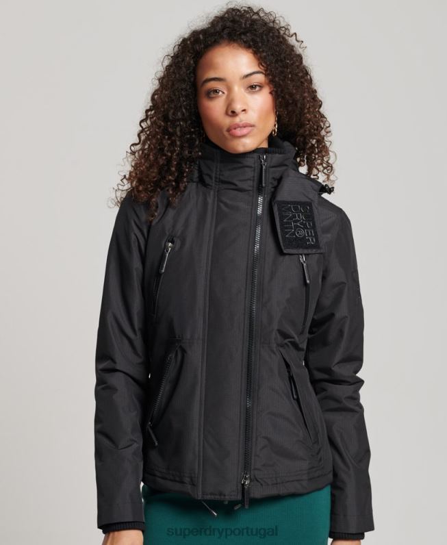 jaqueta blusão mountain sd mulheres preto roupas Superdry 2208H3628