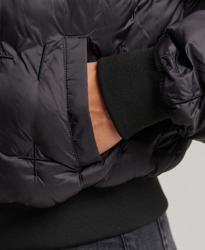 jaqueta bomber bordada mulheres preto roupas Superdry 2208H5446
