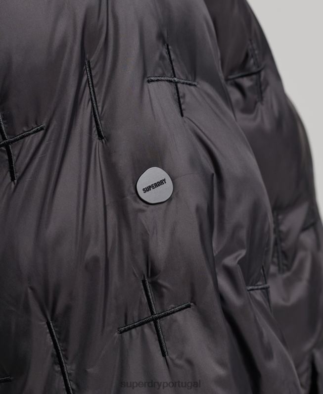 jaqueta bomber bordada mulheres preto roupas Superdry 2208H5446