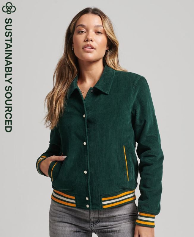 jaqueta bomber coach de cordão mulheres verde roupas Superdry 2208H5618