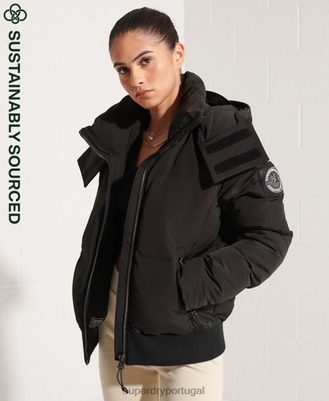 jaqueta bomber code everest mulheres preto roupas Superdry 2208H5673