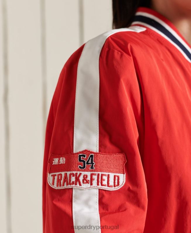 jaqueta bomber colegial oversized mulheres vermelho roupas Superdry 2208H3842