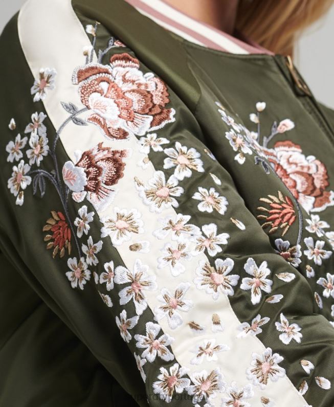 jaqueta bomber com bordado sukajan mulheres verde roupas Superdry 2208H5660