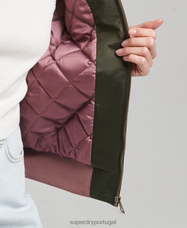 jaqueta bomber com bordado sukajan mulheres verde roupas Superdry 2208H5660