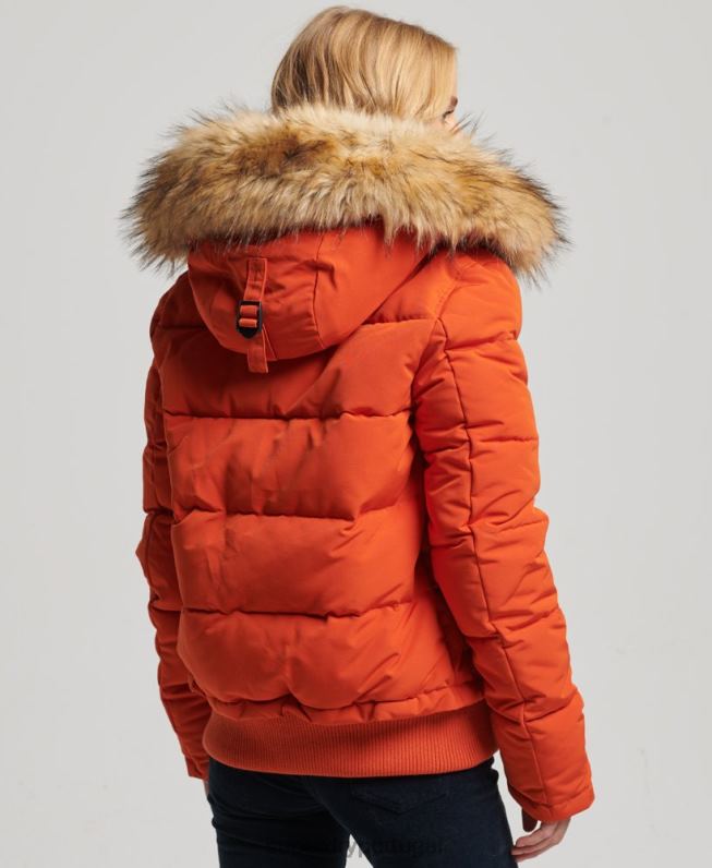 jaqueta bomber com capuz everest mulheres laranja roupas Superdry 2208H3591