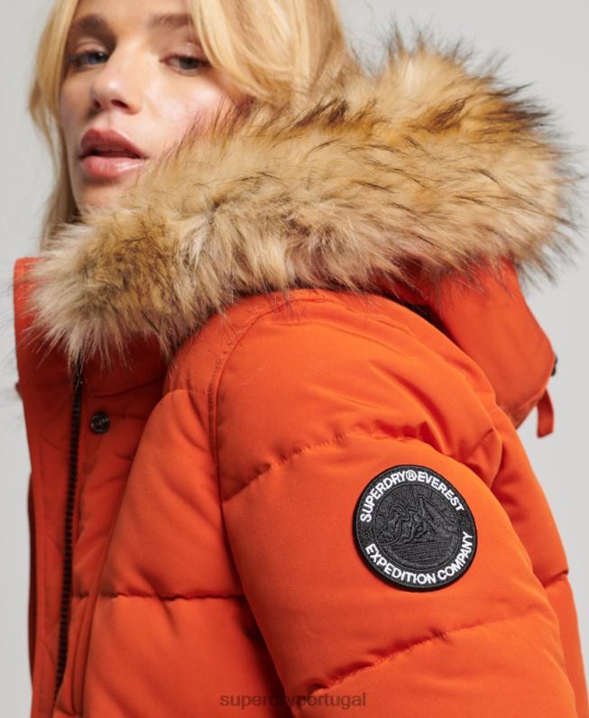 jaqueta bomber com capuz everest mulheres laranja roupas Superdry 2208H3591