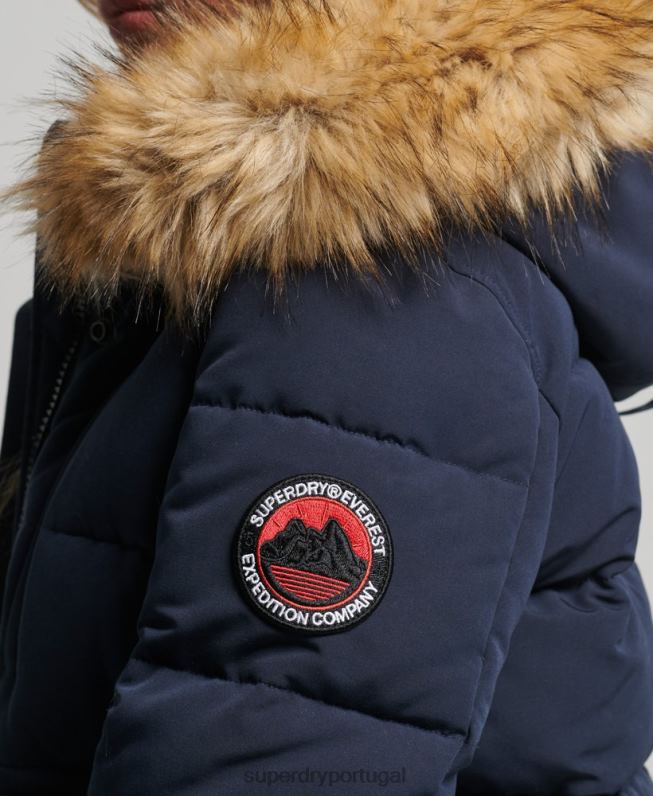 jaqueta bomber com capuz everest mulheres marinha roupas Superdry 2208H3752