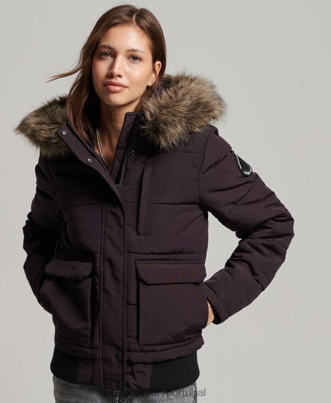 jaqueta bomber com capuz everest mulheres roxo roupas Superdry 2208H3796