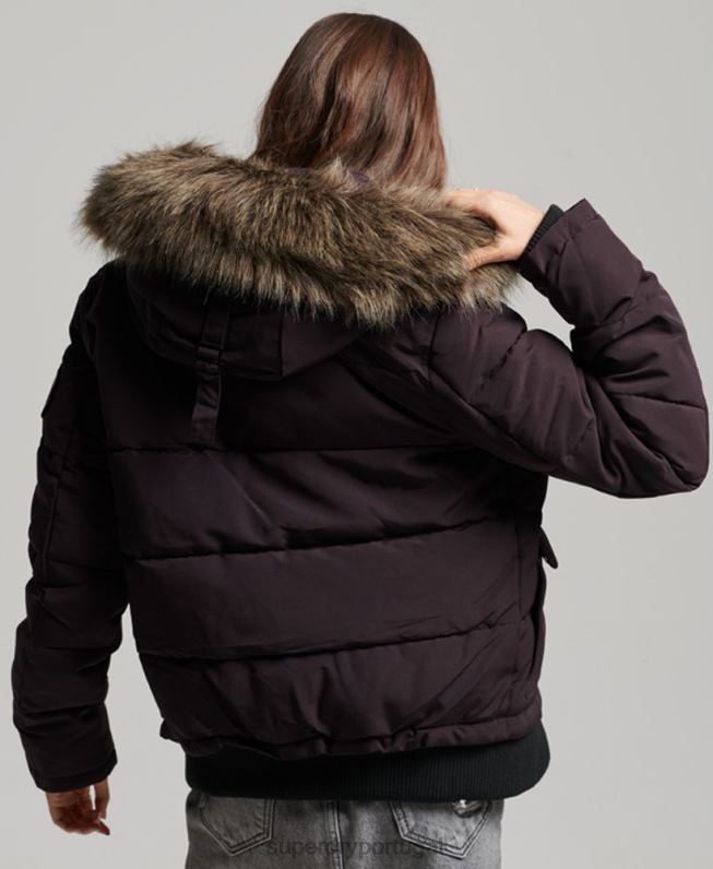jaqueta bomber com capuz everest mulheres roxo roupas Superdry 2208H3796