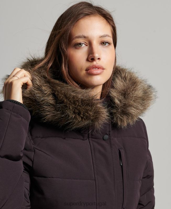 jaqueta bomber com capuz everest mulheres roxo roupas Superdry 2208H3796