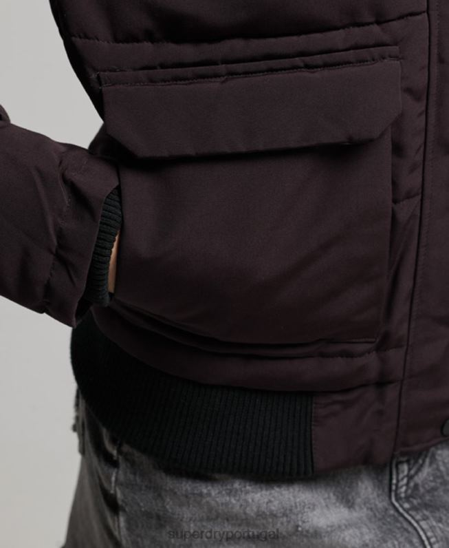 jaqueta bomber com capuz everest mulheres roxo roupas Superdry 2208H3796