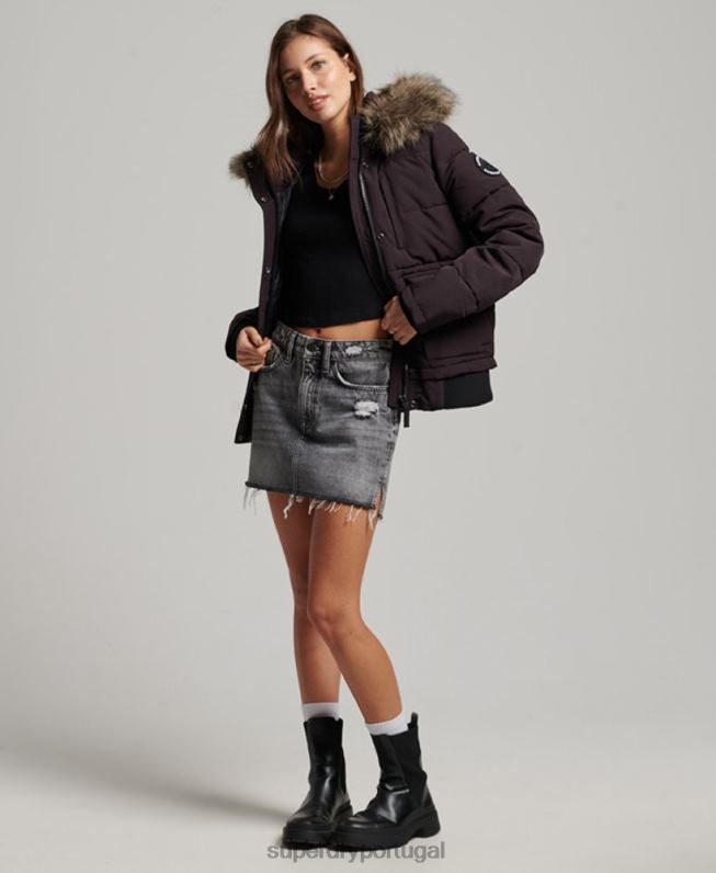 jaqueta bomber com capuz everest mulheres roxo roupas Superdry 2208H3796