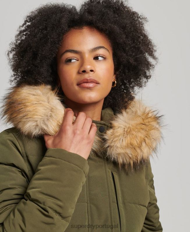 jaqueta bomber com capuz everest mulheres verde roupas Superdry 2208H3671