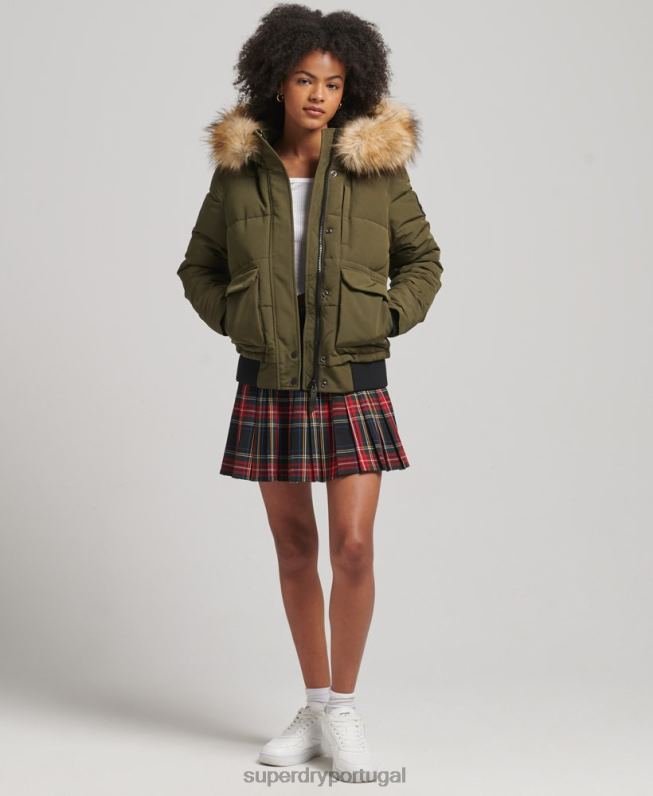 jaqueta bomber com capuz everest mulheres verde roupas Superdry 2208H3671