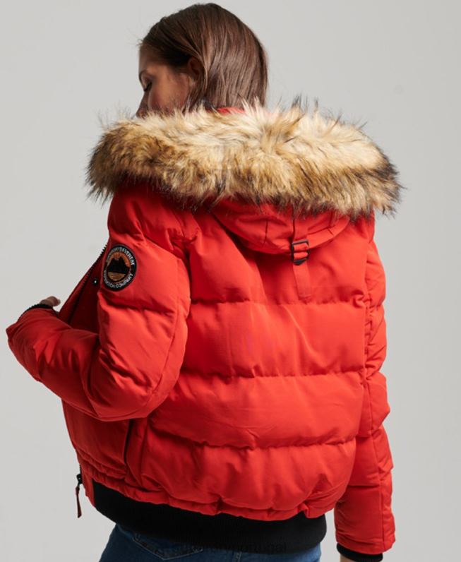 jaqueta bomber com capuz everest mulheres vermelho roupas Superdry 2208H3751