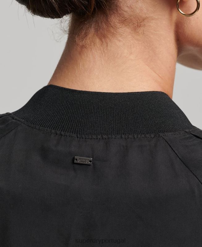 jaqueta bomber cupro mulheres preto roupas Superdry 2208H5606