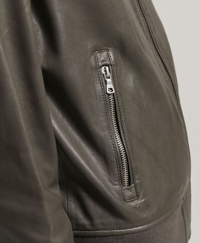 jaqueta bomber de couro mulheres cinza escuro roupas Superdry 2208H5620