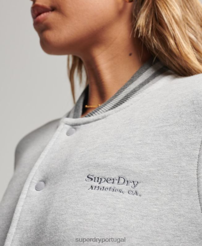 jaqueta bomber de jérsei com logotipo vintage mulheres cinza roupas Superdry 2208H3325