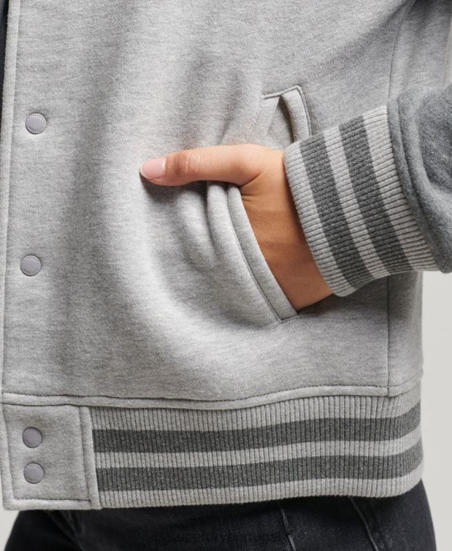 jaqueta bomber de jérsei com logotipo vintage mulheres cinza roupas Superdry 2208H3325