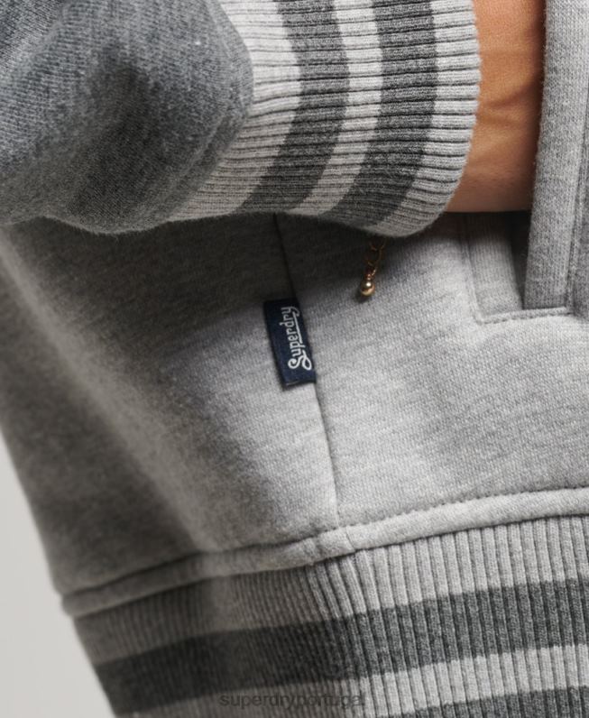 jaqueta bomber de jérsei com logotipo vintage mulheres cinza roupas Superdry 2208H3325